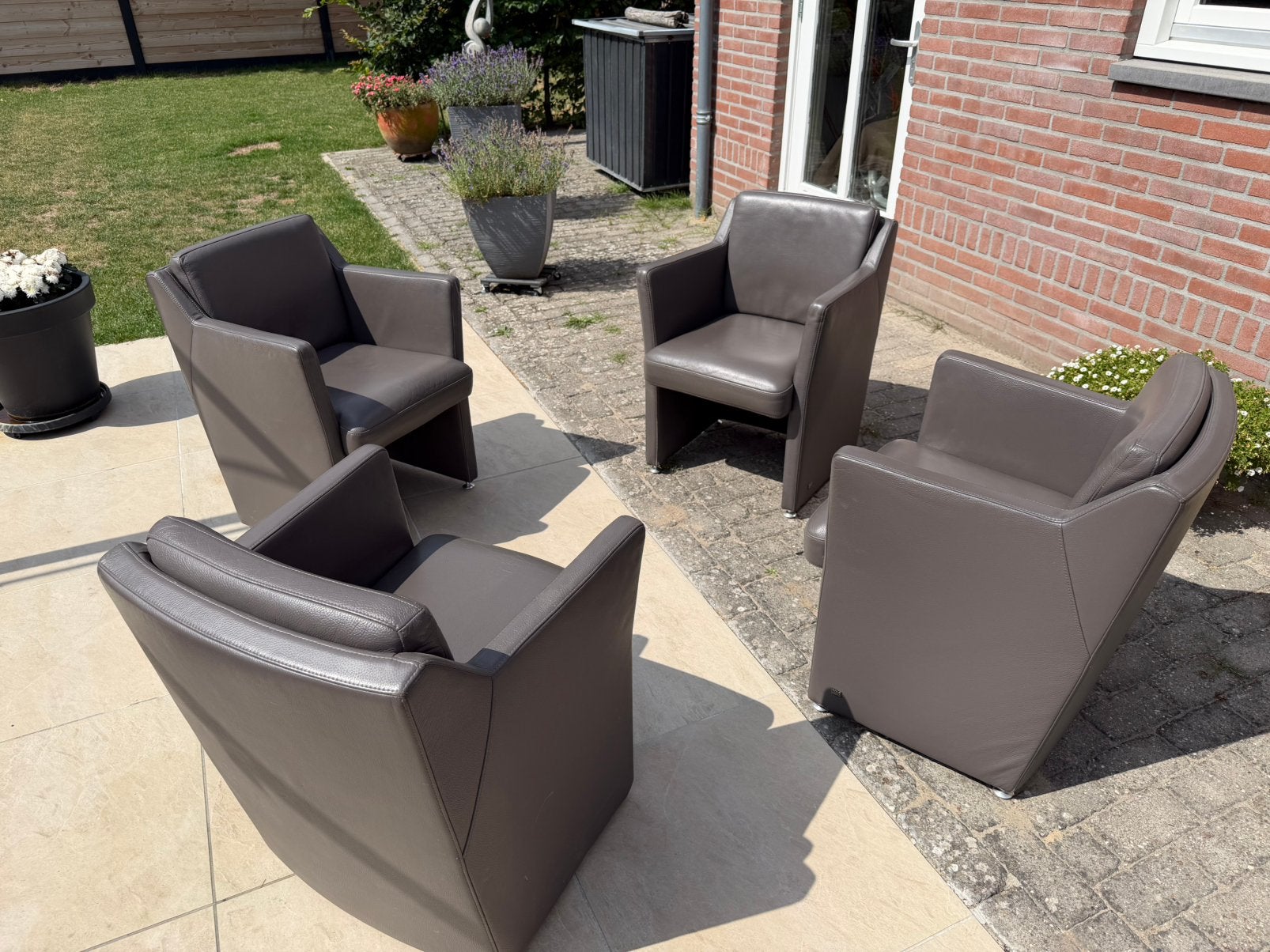 Set van 4 leren eetkamerstoelen, Ophalen, Gebruikt, Overige kleuren, Rolf Benz design