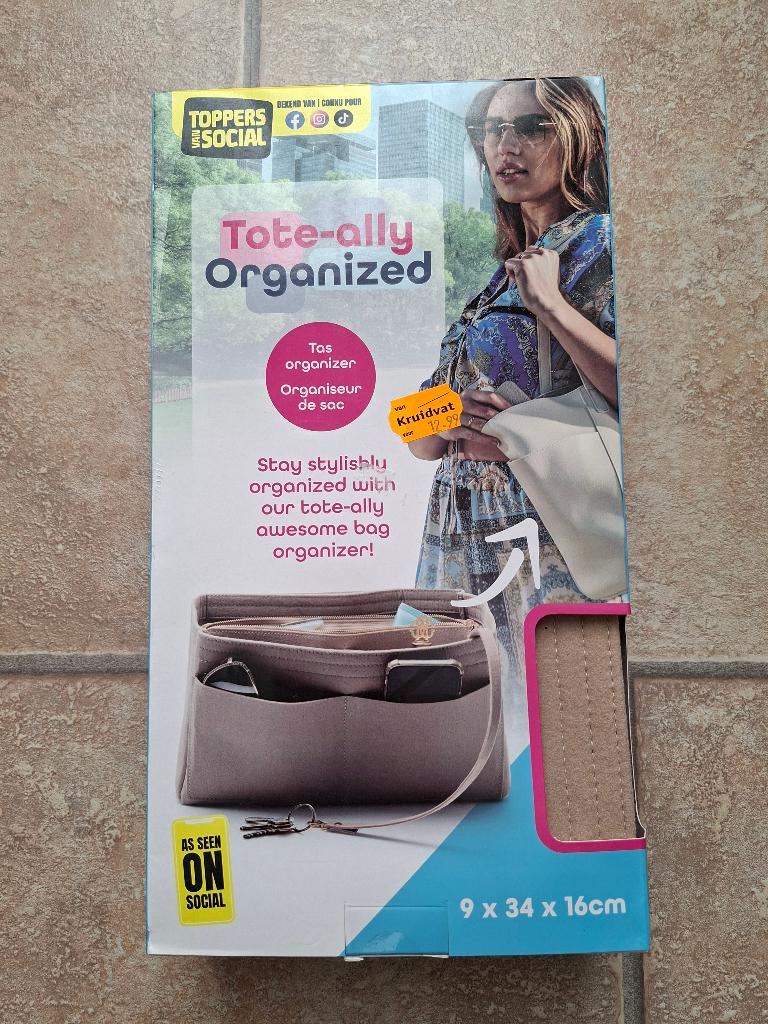NIEUWE Tas organizer beige 9x34x16 cm, Sieraden, Tassen en Uiterlijk, Tassen | Damestassen, Ophalen of Verzenden, Nieuw, Beige