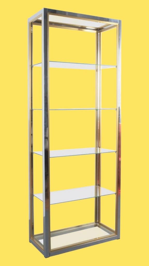 Vintage vitrinekast jaren 80 Renato Zevi, Gebruikt, ,, Ophalen of Verzenden, Glas