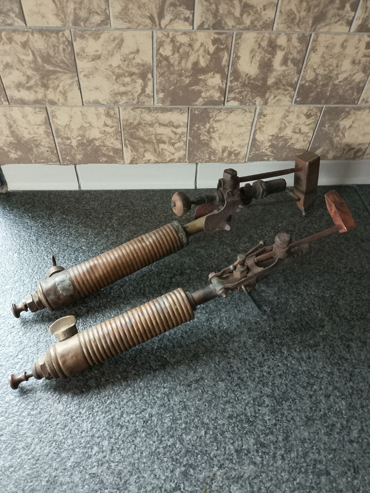2x antieke messing benzine soldeer branders, Ophalen of Verzenden