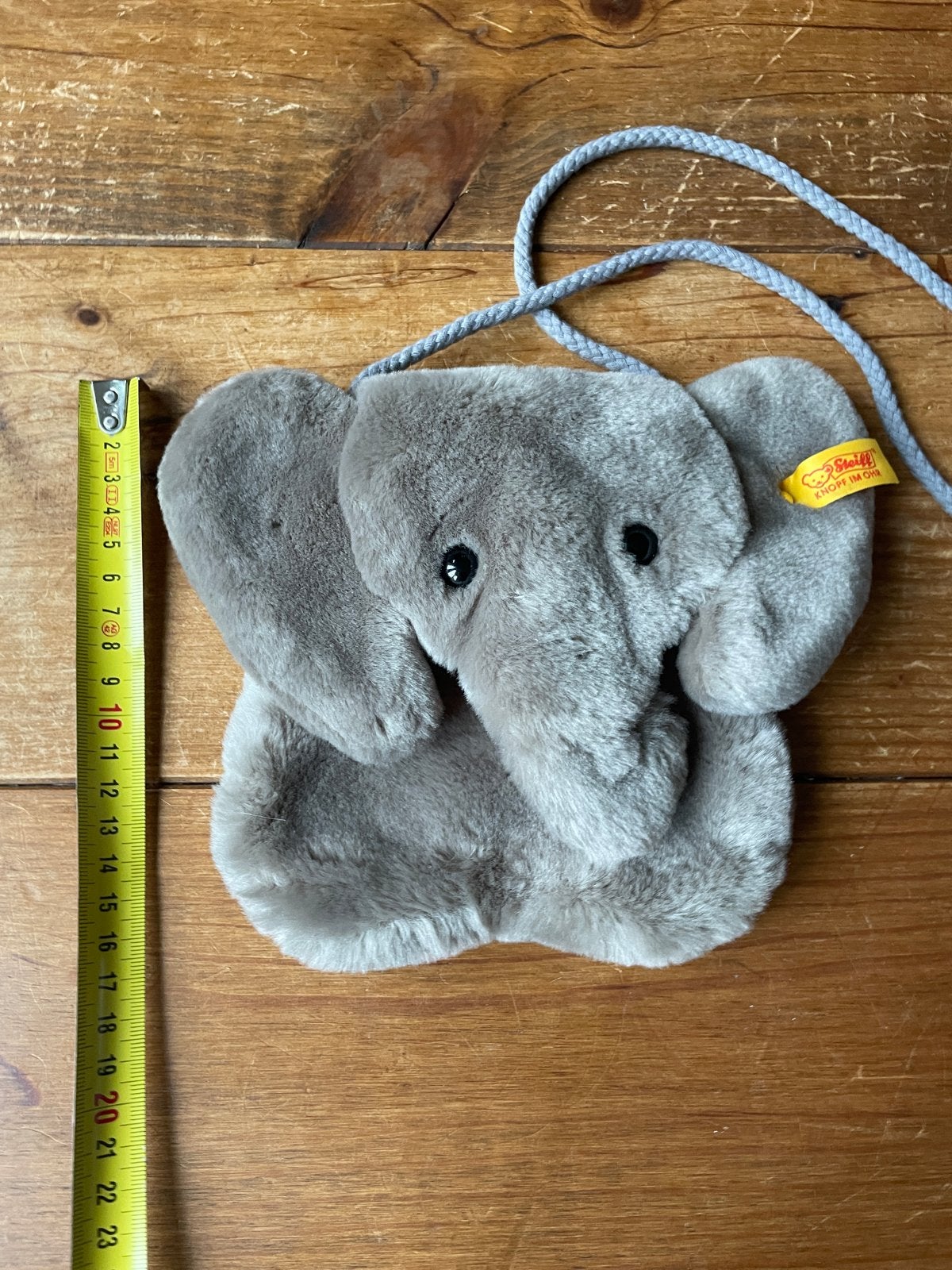 Steiff Olifant Knuffel Tasje - Grijs, Gebruikt, Overige karakters, Grijs, Ophalen of Verzenden