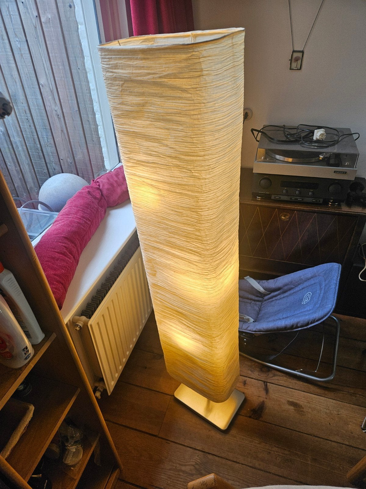 Staande lamp - 147cm hoog, Huis en Inrichting, Lampen | Vloerlampen, Ophalen, Gebruikt, Textiel, 100 tot 150 cm