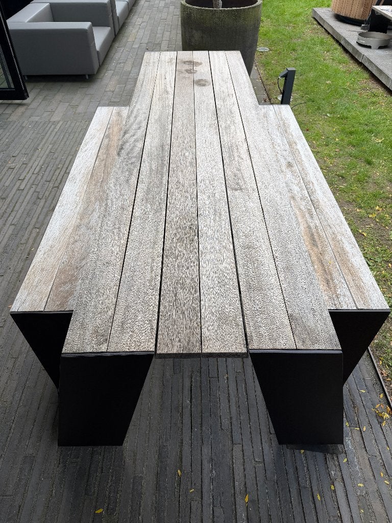 Extremis Hopper 300cm tuintafel picknicktafel IROKO hardhout, Tuin en Terras, Waterstad 23, Gebruikt, Aluminium, Tuinset