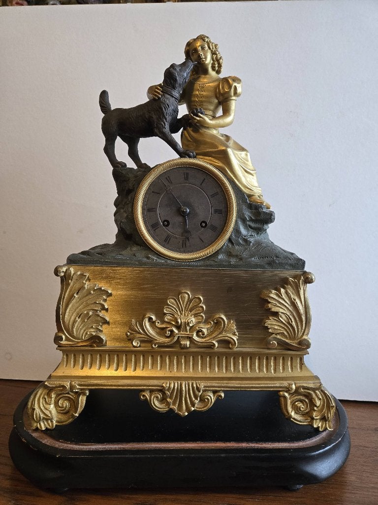 Antieke vergulde klok  1830- 1840, Ophalen of Verzenden