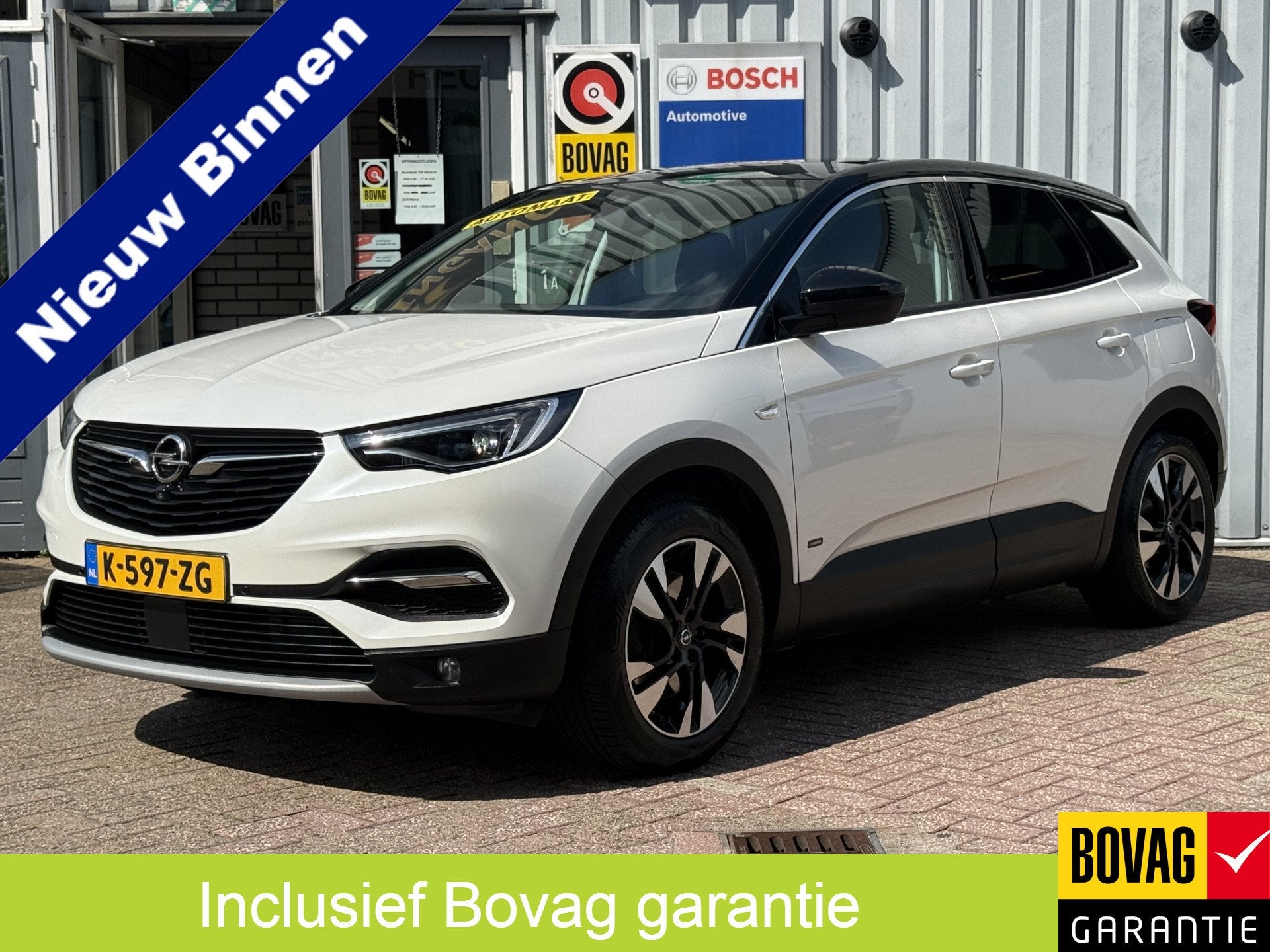 Opel Grandland X . 1.6 Turbo Hybrid Business Elegance 181pk, Auto's, Dealer onderhouden, 4 cilinders, Leder en Stof, Wit