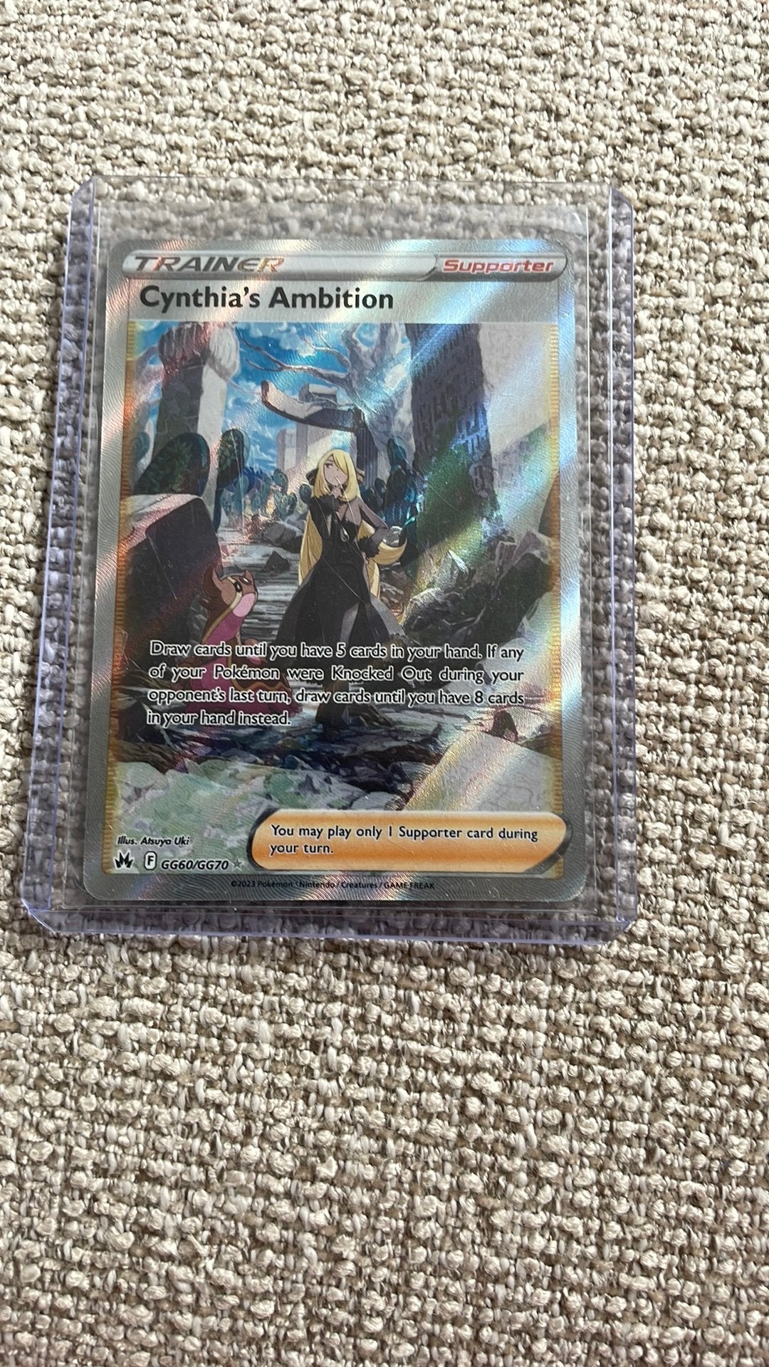 Cynthia's Ambition Trainer Kaart Pokémon (Full Art), Ophalen of Verzenden, Zo goed als nieuw, Losse kaart