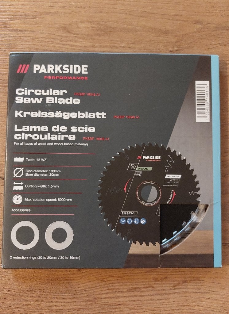 Nieuw cirkelzaagblad voor hout 45 tanden, Cirkelzaag, 70 mm of meer, Parkside Performance, Nieuw
