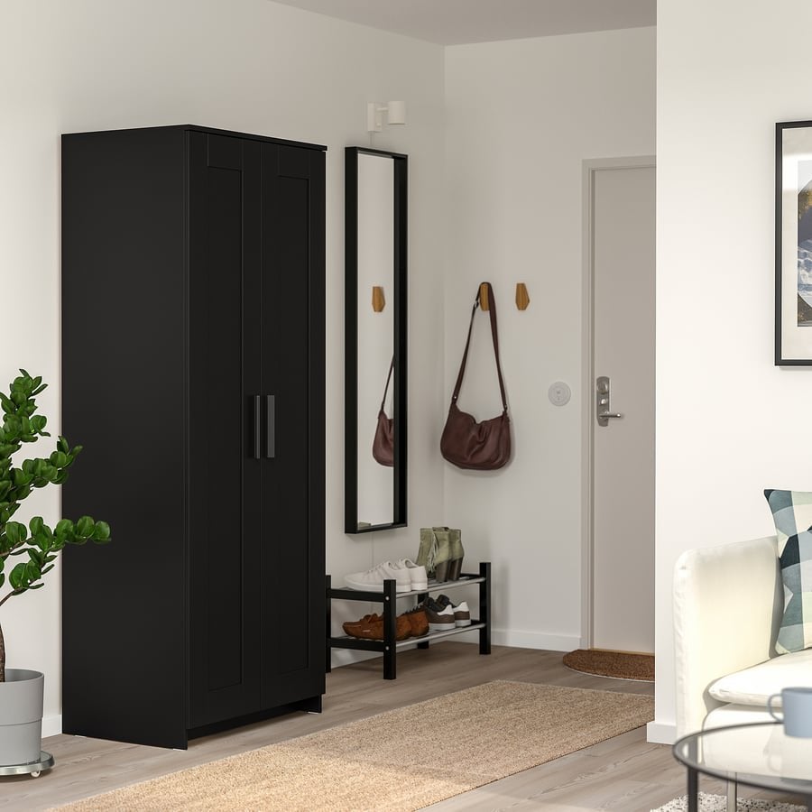 Kledingkast ikea BRIMNES– zwart – 78x50x190 cm, Ophalen, 100 tot 150 cm, Zo goed als nieuw, 150 tot 200 cm