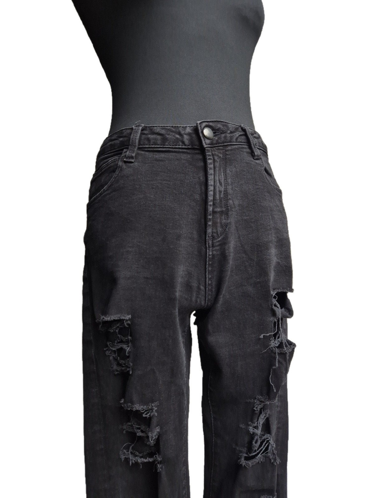 Zwarte ripped skinny jeans, Zwart, Maat 42/44 (L), Ophalen of Verzenden, Zo goed als nieuw