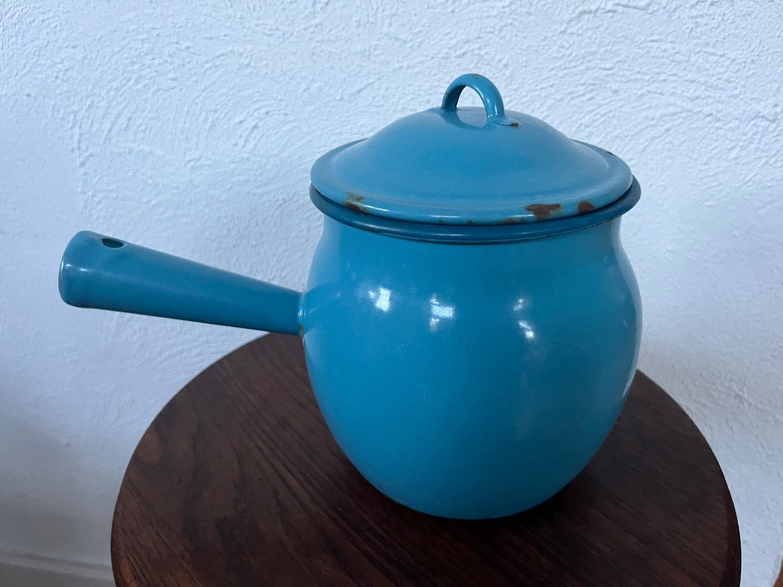 Vintage emaille blauwe pan ketel pot, Ophalen of Verzenden