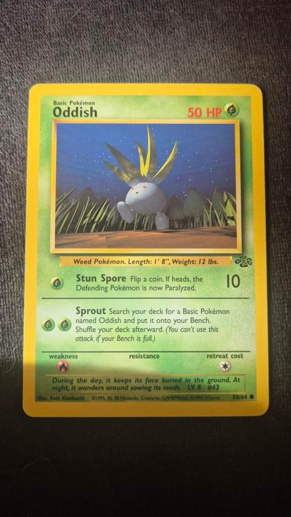 Pokémon Kaart Oddish 58/64 Jungle Set, Ophalen of Verzenden, Gebruikt, Losse kaart