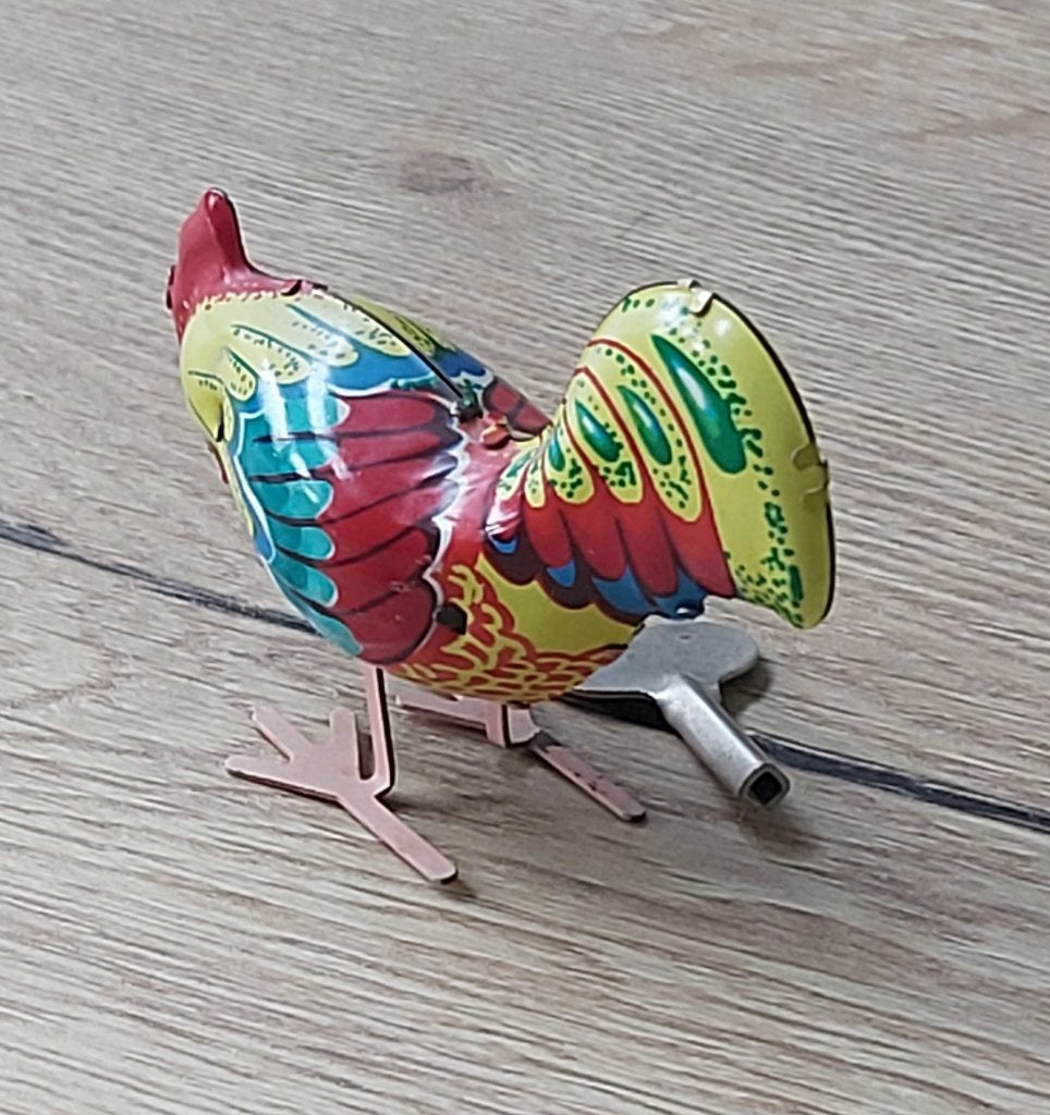 Vintage Blikken Opwindkip/Haan -USSR Sovjet Speelgoed., Ophalen of Verzenden, Gebruikt