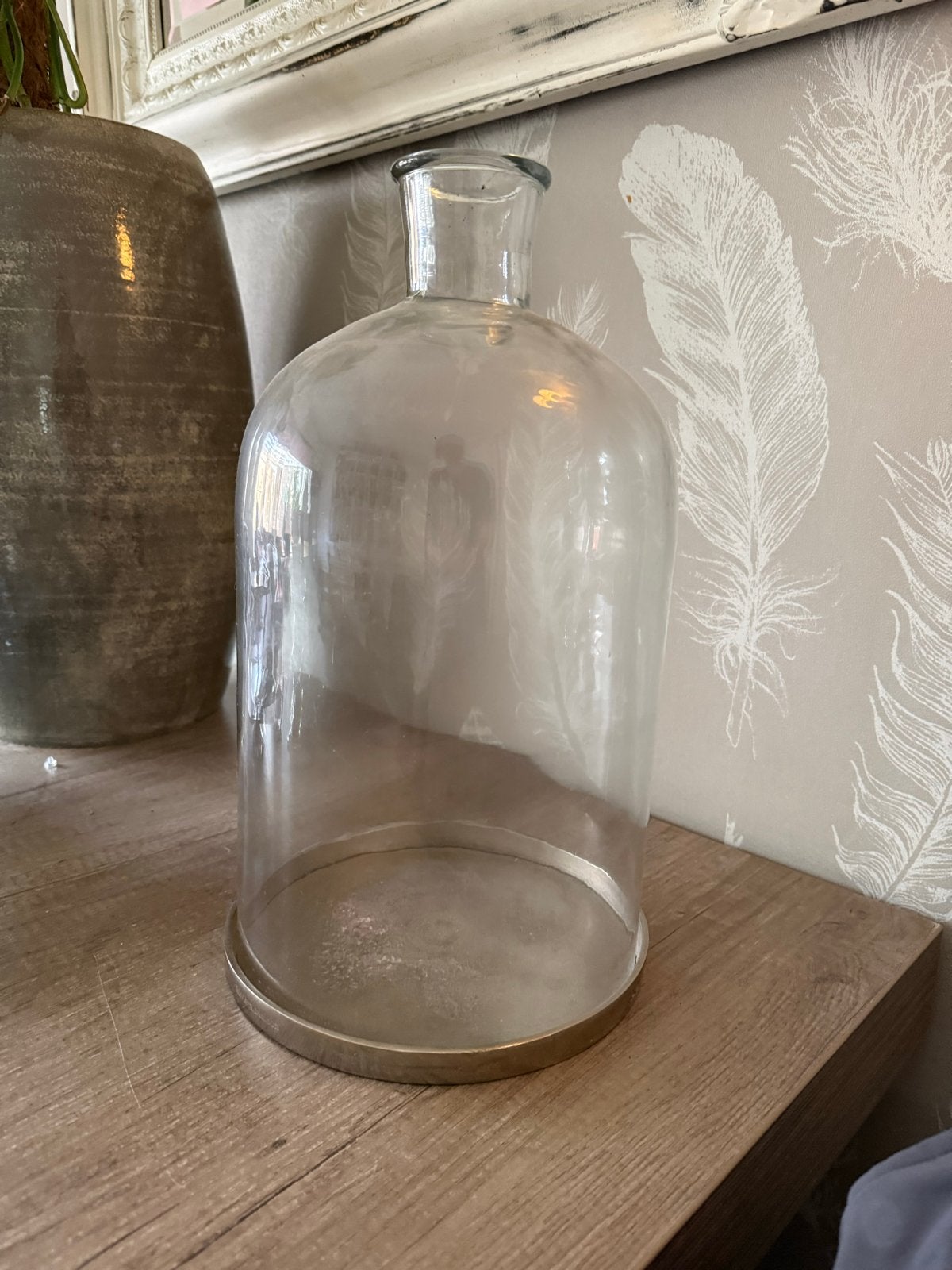 Riviera Maison Glazen Stolp - Zwaar en Decoratief, Glas, Ophalen of Verzenden, Gebruikt, Met voet