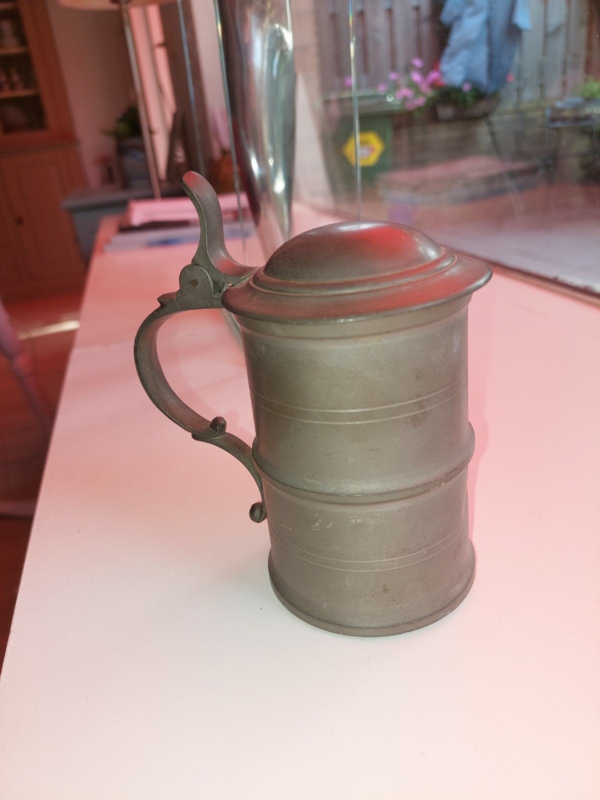 antieke tinnen bierpul 12cm hoog,7,5cm doorsnede., Ophalen of Verzenden