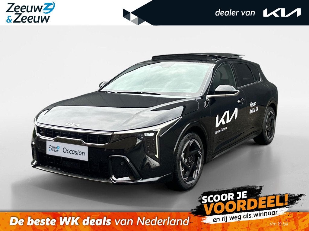 Kia K4 1.0 T-GDi MHEV GT-Line Launch Edition (pano) | Stoel/, Auto's, Kia, 12 maanden, Zwart, Bedrijf, 3 cilinders