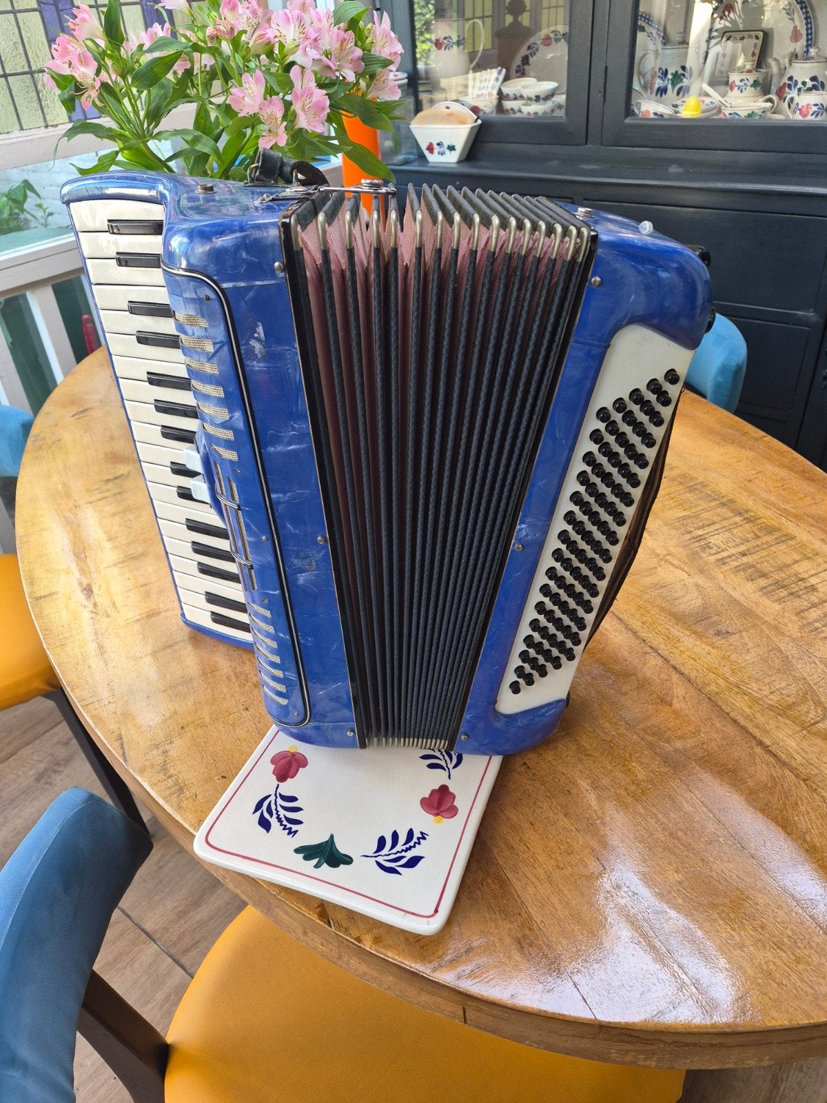 Blauwe Weltmeister accordeon - Toetsaccordeon, Muziek en Instrumenten, Gebruikt, Overige formaten, Weltmeister, Toetsaccordeon