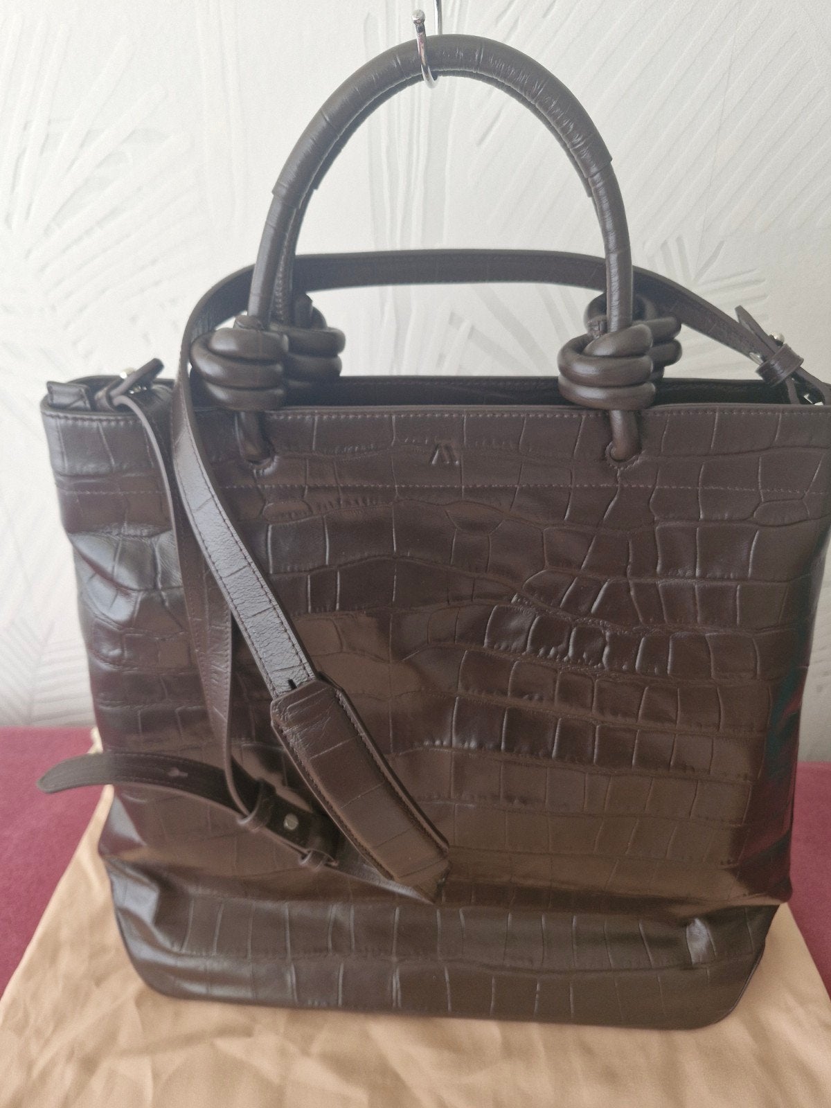 Kaai Loop Croco Espresso Laptoptas - Zacht leer, Ophalen of Verzenden, Nieuw, Bruin, Handtas