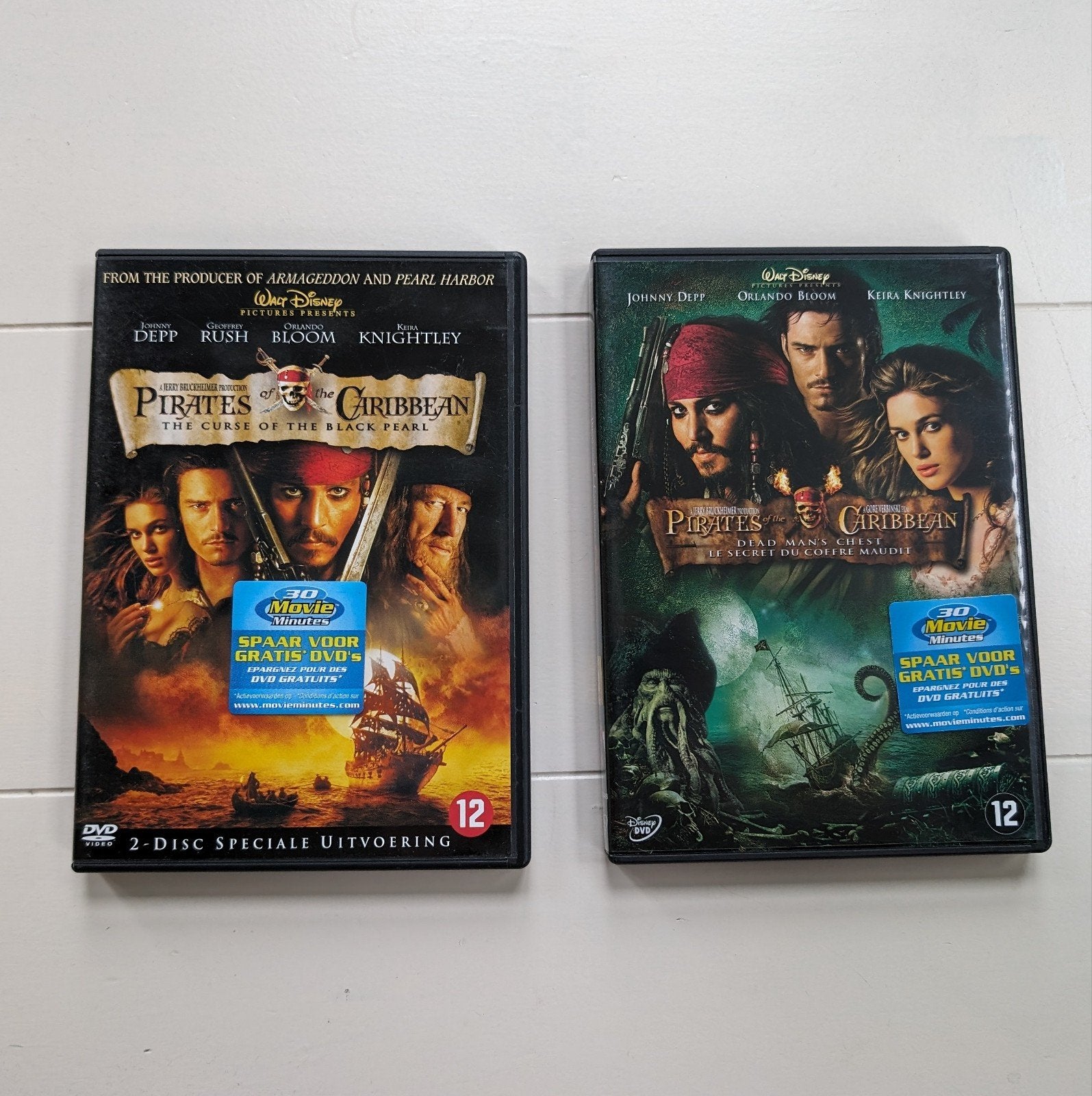 The Pirates of the Caribbean 1 & 2 (2003-2006) 2 x DVD, Vanaf 12 jaar, Ophalen of Verzenden, Zo goed als nieuw