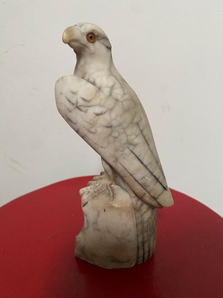 prachtig handgesneden marmeren adelaar met glazen ogen, 21cm, Natuurlijk materiaal, Verzenden, 20 - 50 cm, Handgemaakt