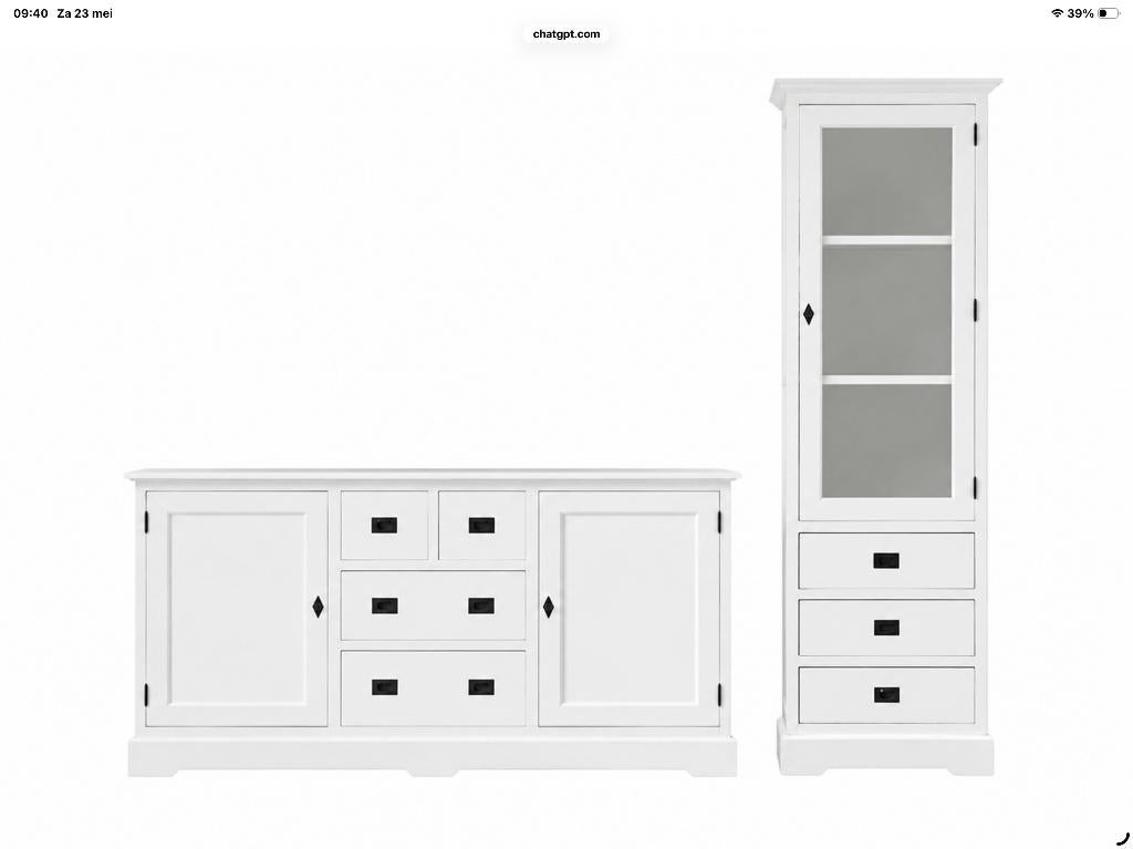 Dressoir en vitrine kast, Ophalen, Gebruikt, Met deur(en), 150 tot 200 cm