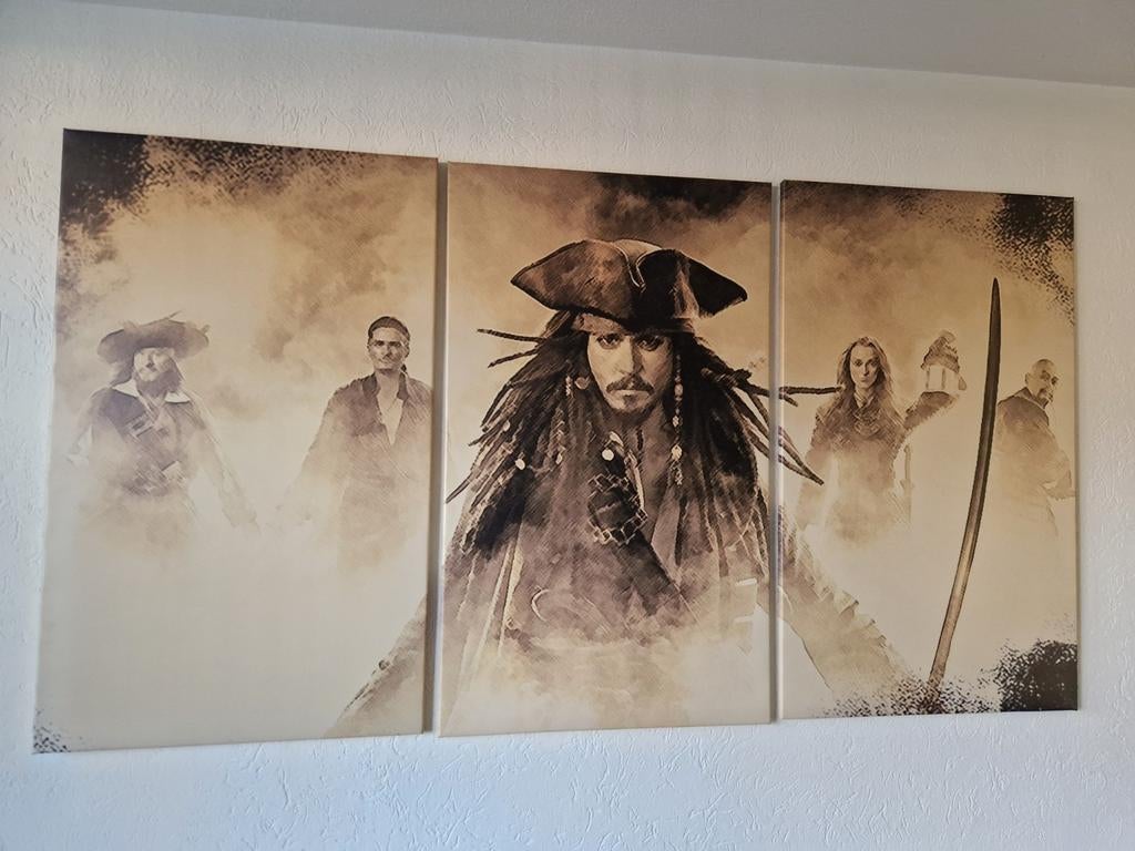 groot drieluik johnny depp captain jack sparrow canvas, Verzamelen, Ophalen of Verzenden