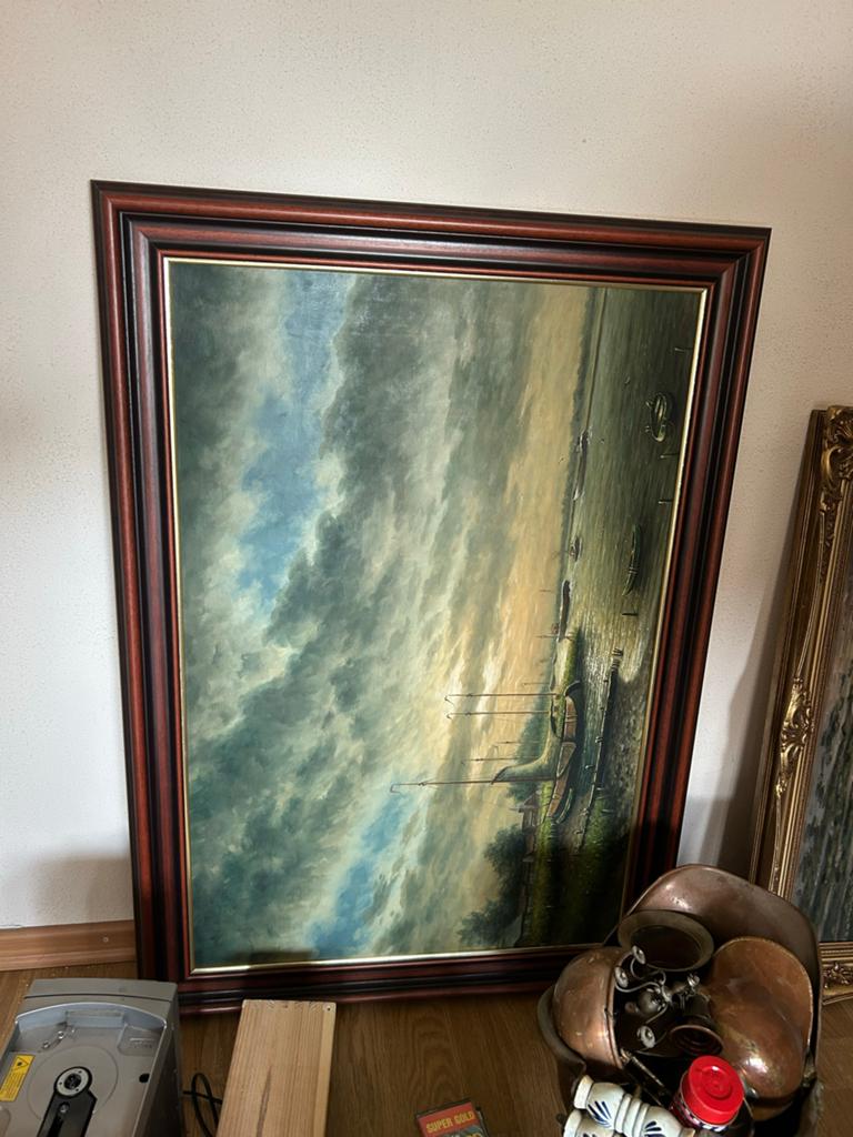 Rivierlandschap Schilderij van Fud. Burg, Ophalen