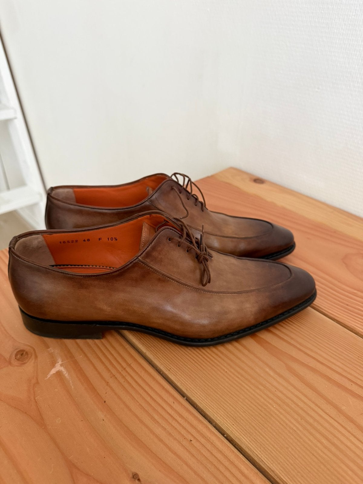 Santoni Bruin lederen schoenen 46, Kleding | Heren, Schoenen, Ophalen of Verzenden, Zo goed als nieuw, Bruin