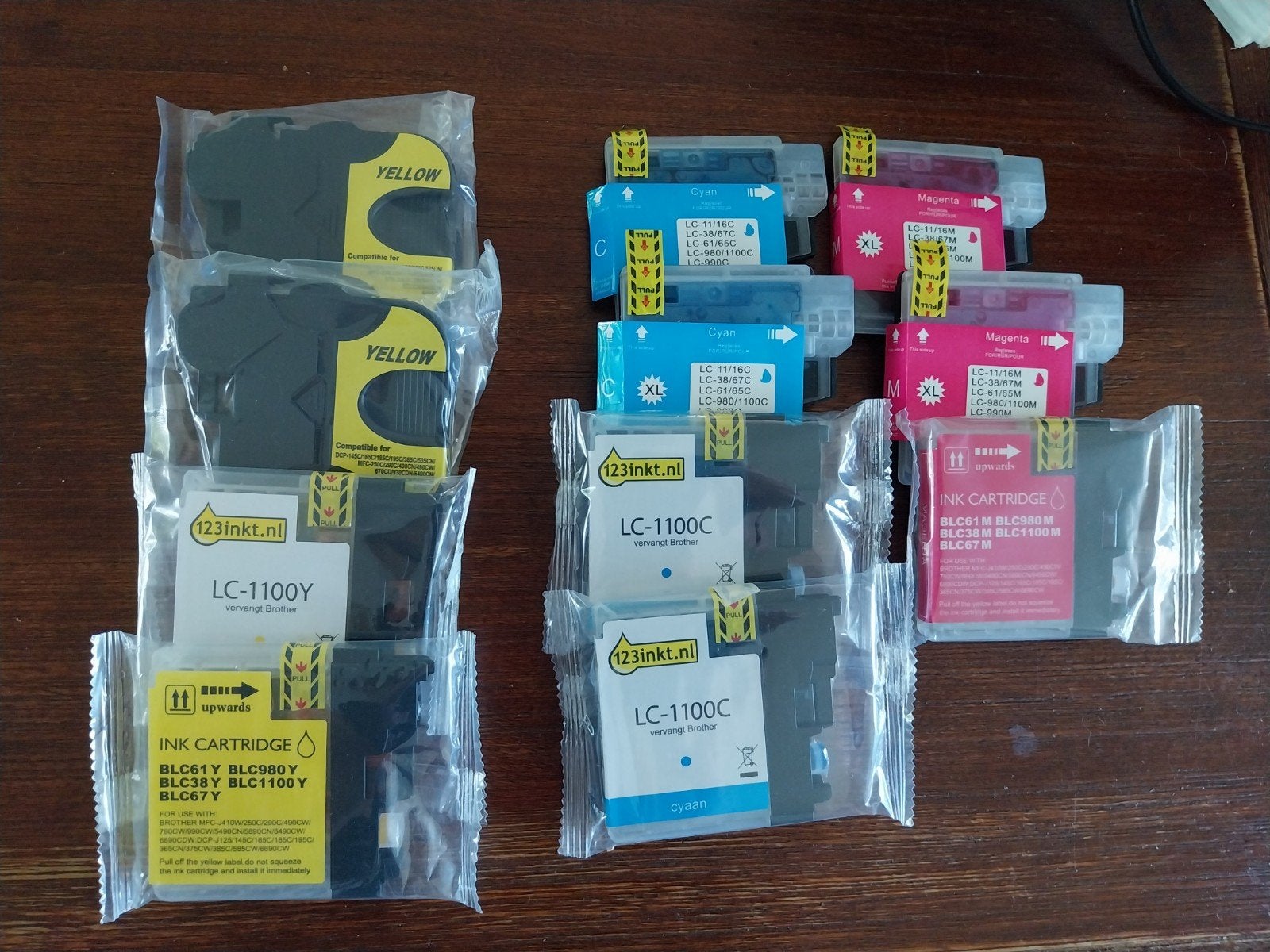 11 printcartridges voor Brother geel/cyaan/magenta, Ophalen, Nieuw