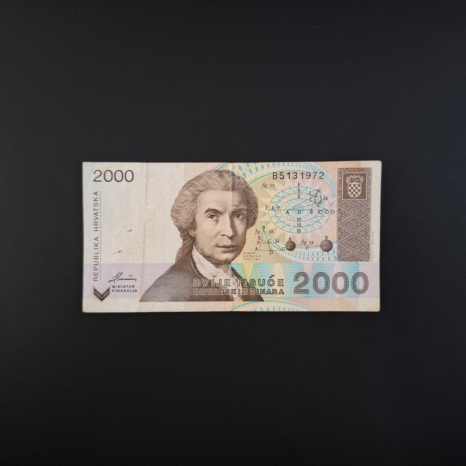 2000 dinar Kroatië #023, Postzegels en Munten, Bankbiljetten | Europa | Niet-Eurobiljetten, Ophalen of Verzenden, Overige landen