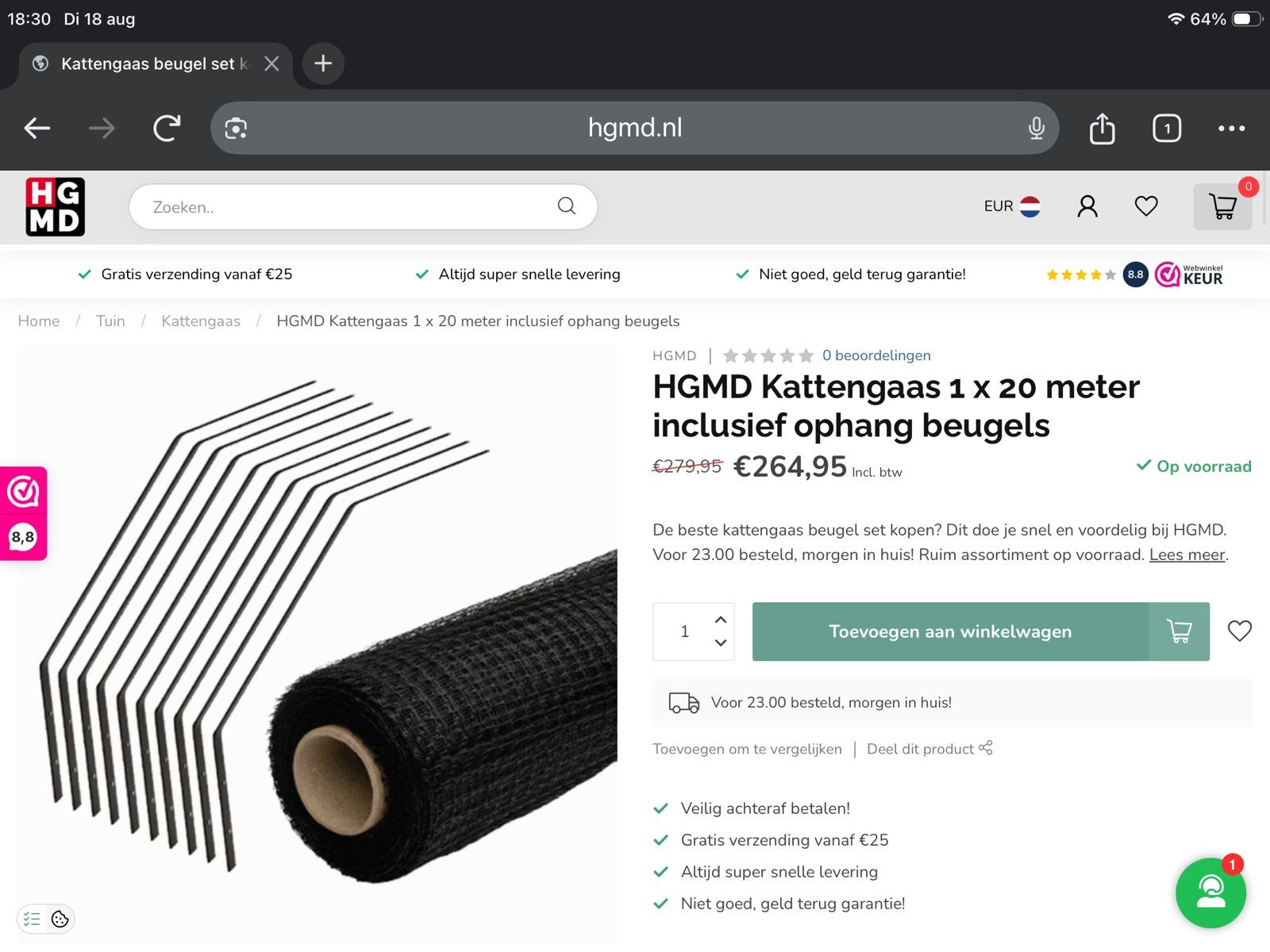 NIEUW IN DOOS tuinafzetting voor beschermen van katten, Ophalen, Nieuw