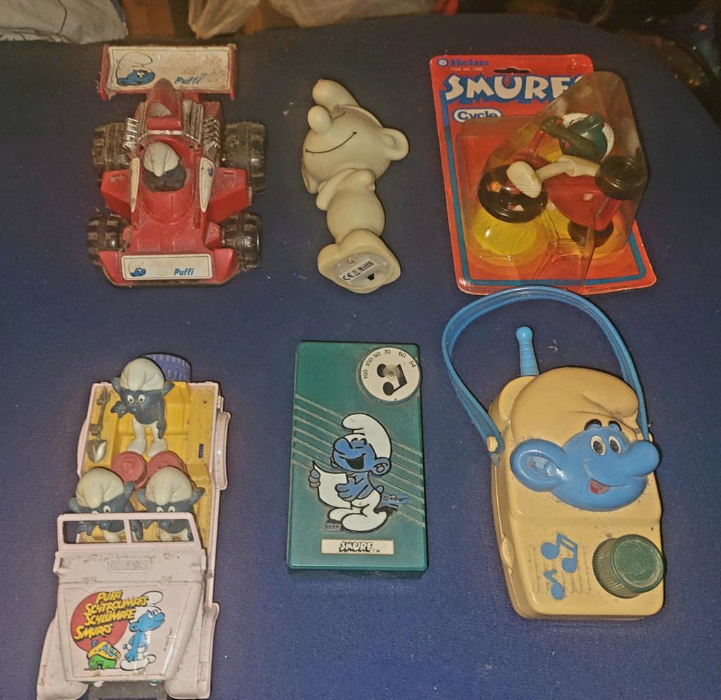 Mooi lot vintage smurfen speelgoed diverse merken jaren 80, Verzenden, Gebruikt, Verschillende Smurfen, Overige typen
