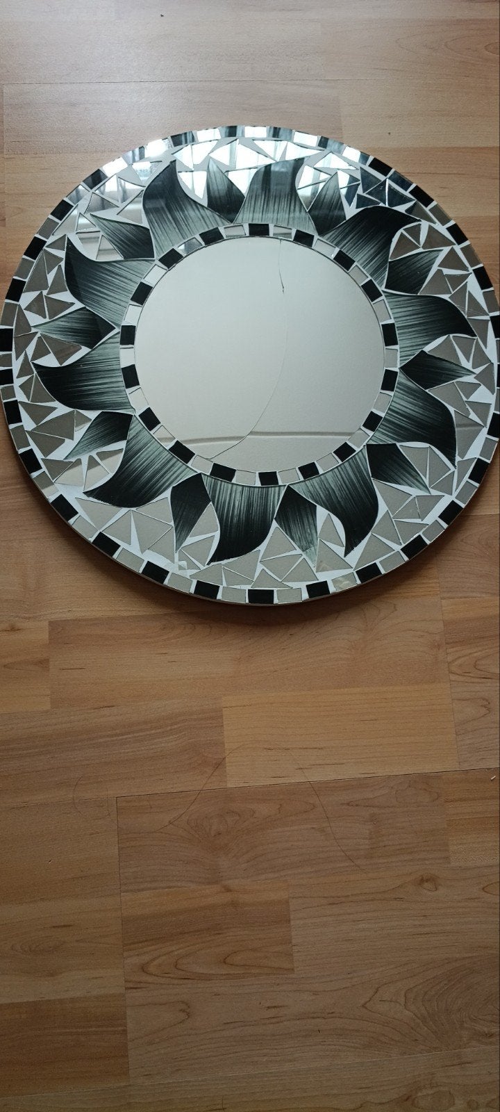 Ronde mozaïek wandspiegel zwart/wit - 40 cm, Ophalen of Verzenden