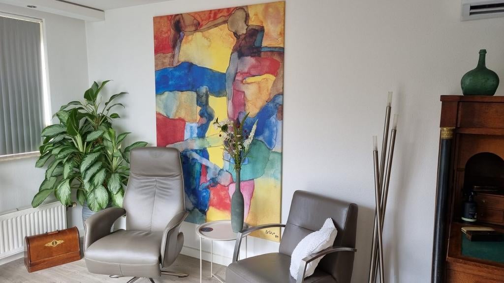 Kleurig abstract schilderij., Ophalen