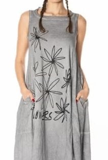 Rundholz DIP grijze zomerjurk "Flowers" - Als Nieuw, Ophalen of Verzenden, Zo goed als nieuw, Maat 36 (S), Grijs