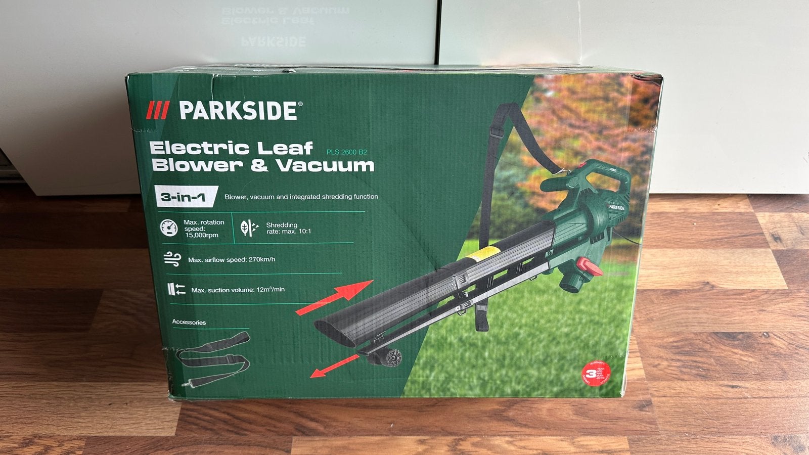 PARKSIDE Electric Leaf Blower & Vacuum, Ophalen, Met opvangzak, Elektrisch, Ruggedragen