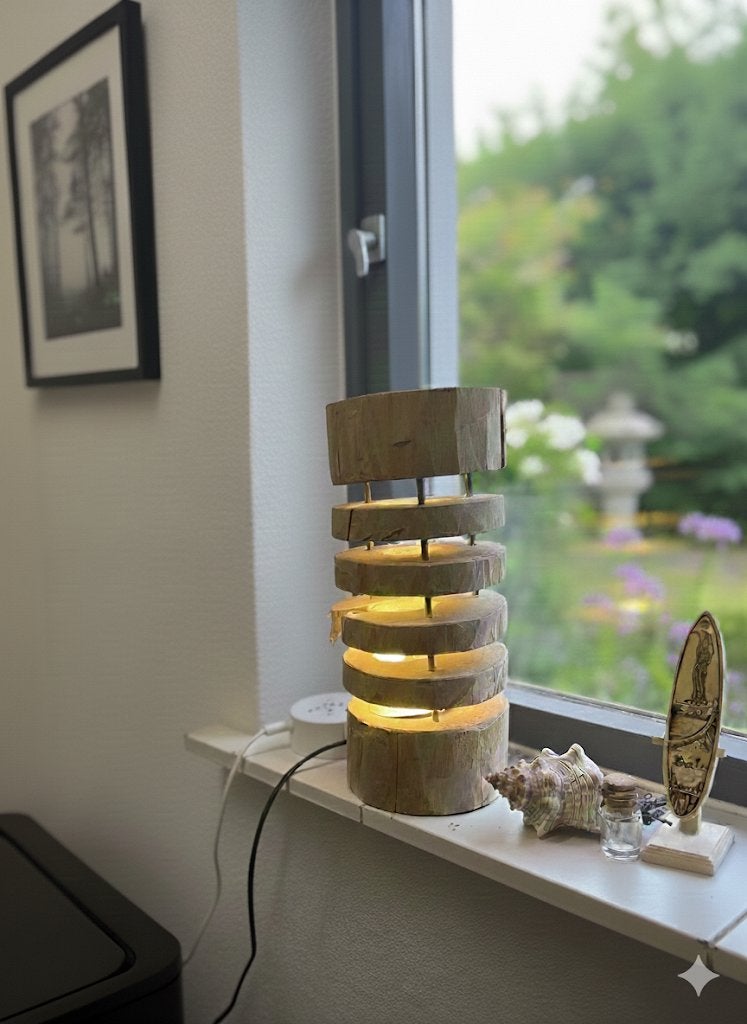Sfeerlamp boomstam schijfjes LED - Unieke houten decoratie, Ophalen of Verzenden, Nieuw, Hout, Rustiek