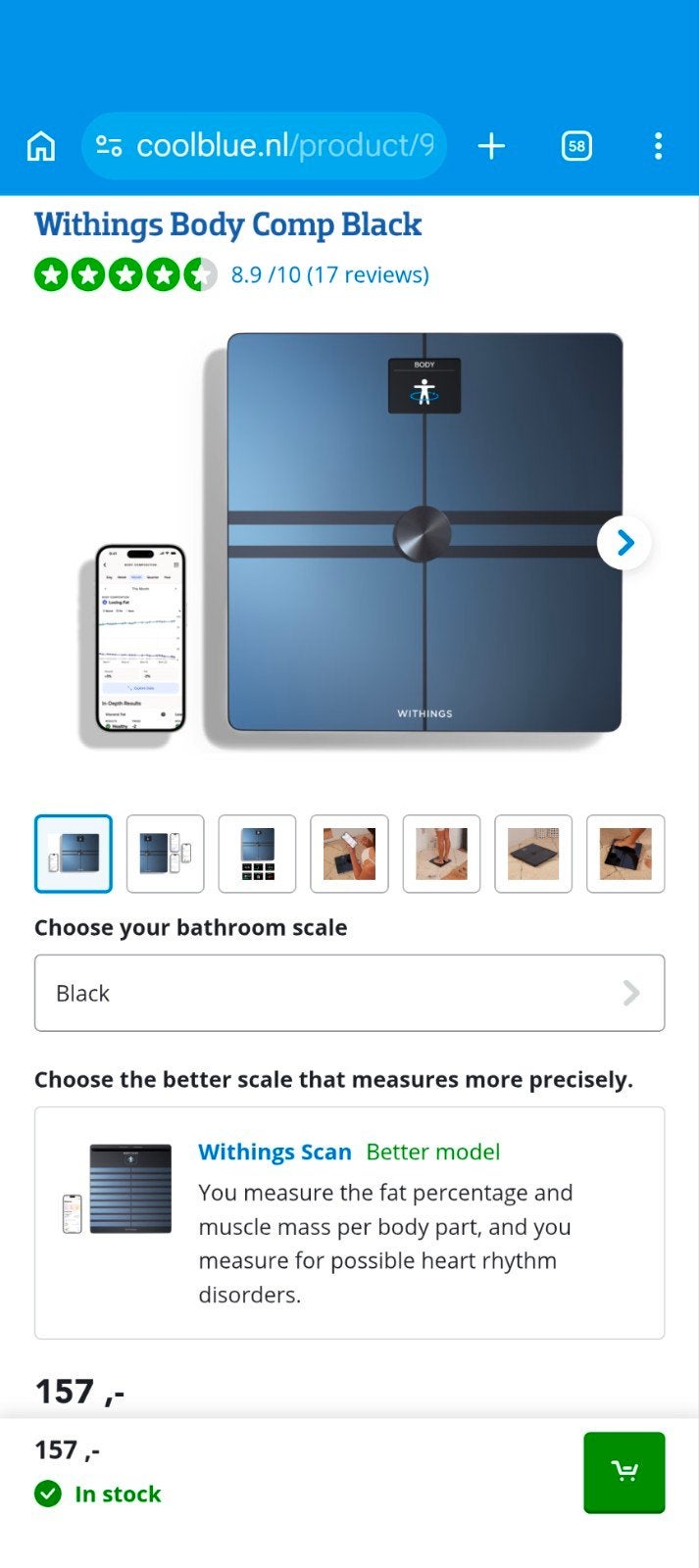 Withings Body Comp Black Personenweegschaal, Ophalen, 1 tot 500 gram, Nieuw, 100 kg of meer