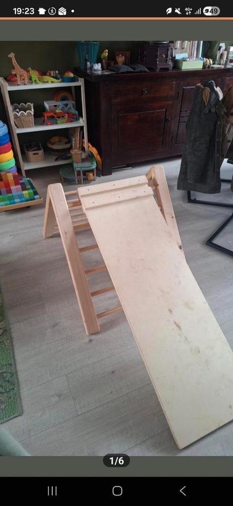 Pikler Driehoek met Glijbaan/Klimplank - Houten Klimrek, Ophalen of Verzenden, Gebruikt, Klimwand