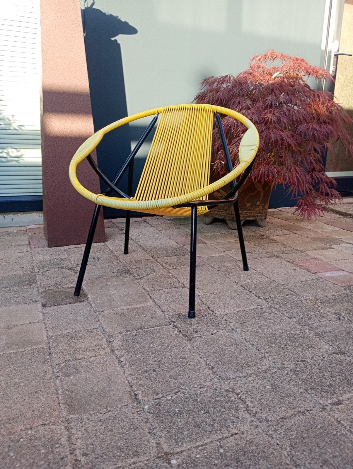 Vintage Italiaans design stoel - Geel, Ophalen of Verzenden