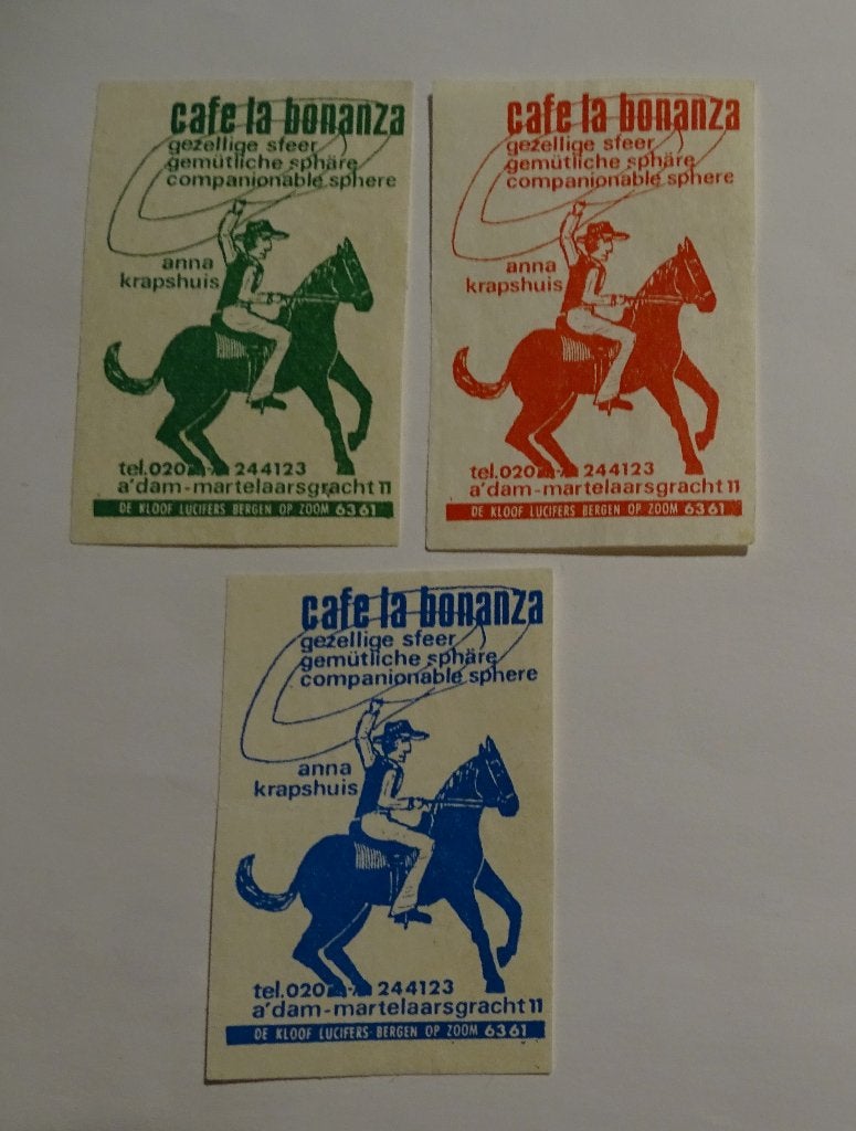 Café   LA BONANZA      Martelaarsgracht    AMSTERDAM, Verzamelen, Verzenden, Gebruikt, Luciferdoosjes of -merken