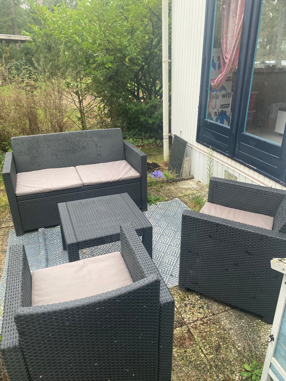 Wicker tuinset Allibert heel goed, 4 zitplaatsen, Gebruikt, Ophalen of Verzenden, Bank