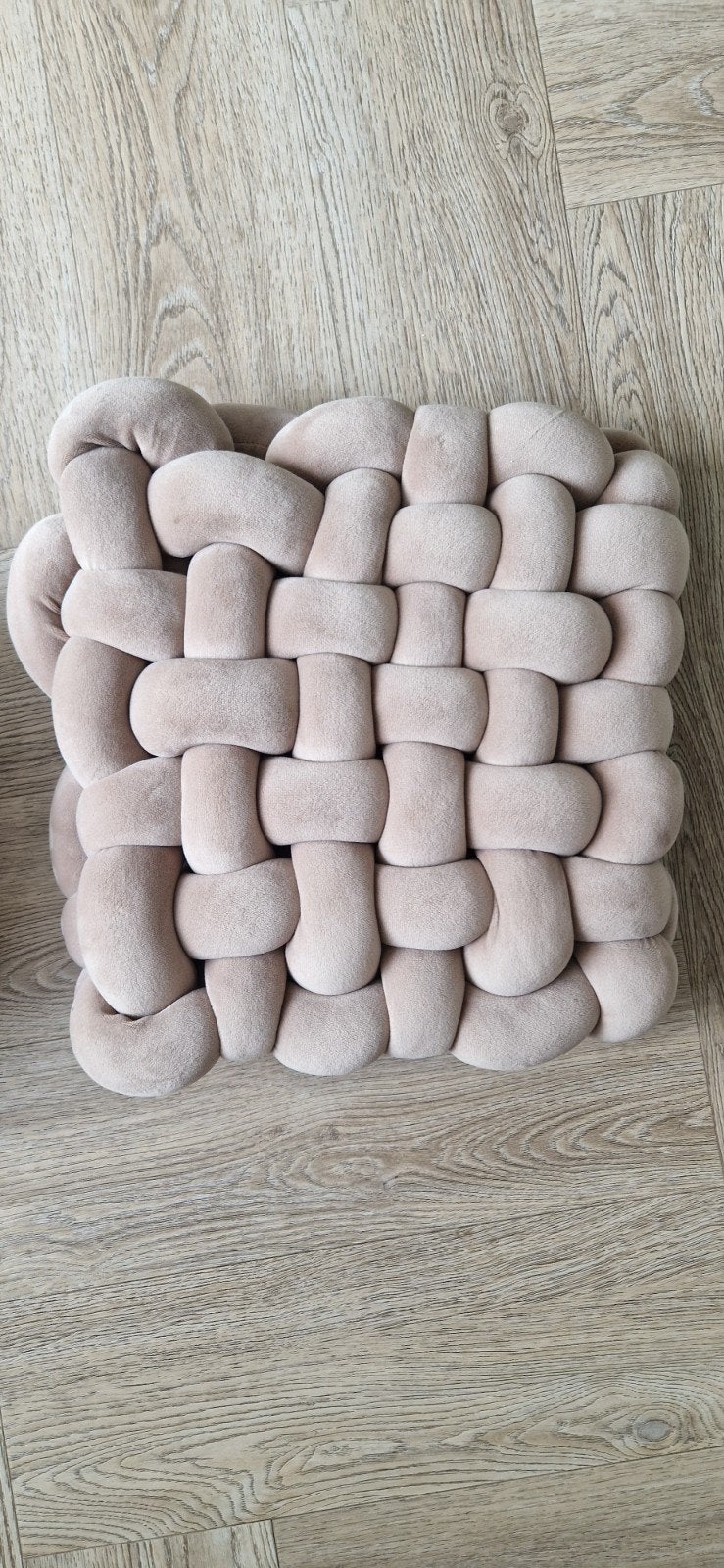 Sierkussen: Gevlochten beige, Ophalen of Verzenden, Zo goed als nieuw, Beige, Rechthoekig