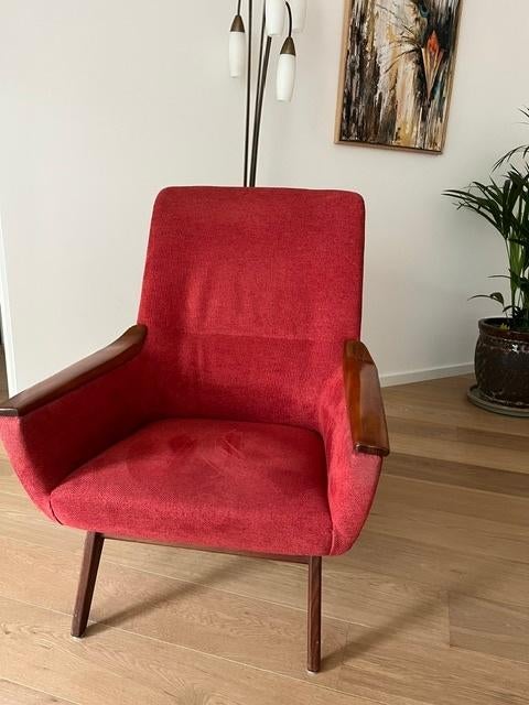 Retro vintage fauteuil jaren 50-60 ontwerp Bovenkamp, Ophalen, Retro deens design, Zo goed als nieuw, Stof