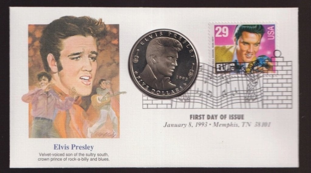 Numisbrief Marshall Islands 5 Dollars 1993  Elvis Presley, Ophalen of Verzenden, Noord-Amerika