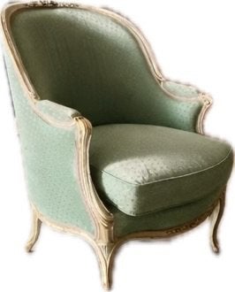 Franse fauteuil met gave bekleding en orginele veren, Ophalen