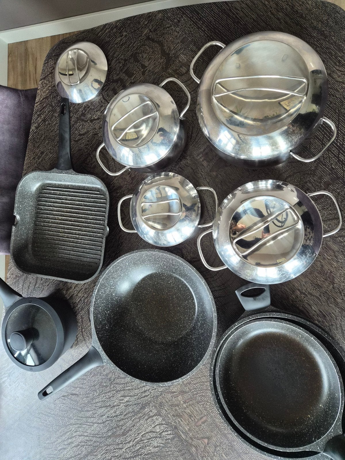 Uitgebreide Sola pannenset - Gebruikt, Huis en Inrichting, Keuken | Potten en Pannen, Met deksel, Ophalen, Gebruikt, Pannenset