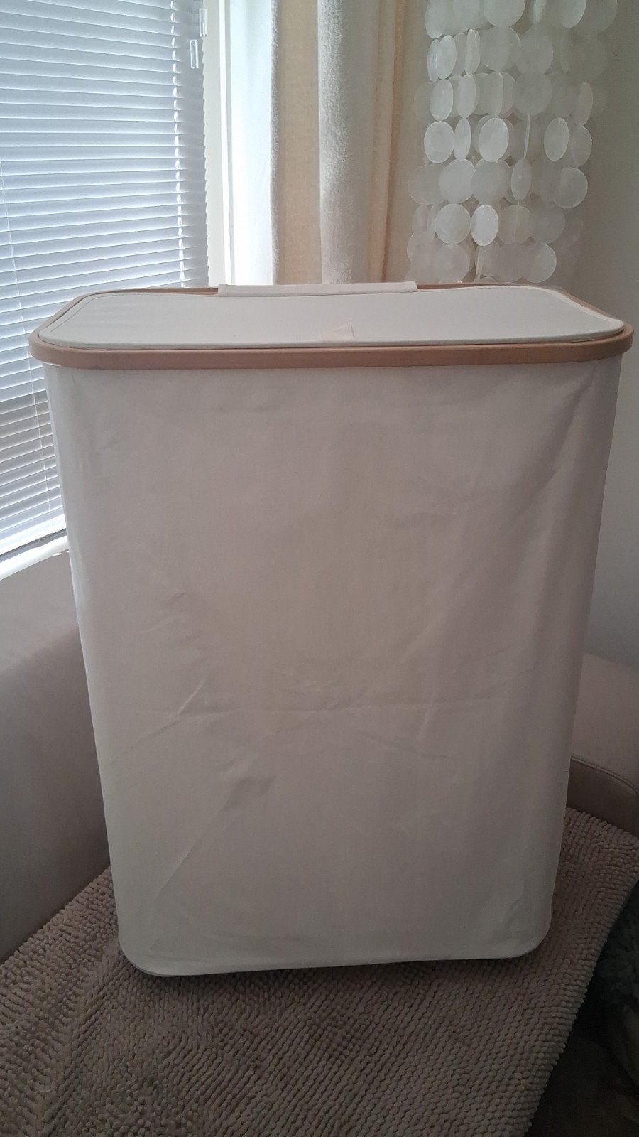 Wasmand & Co met 3 vakken en deksel, Ophalen, Gebruikt, Wit, Textiel