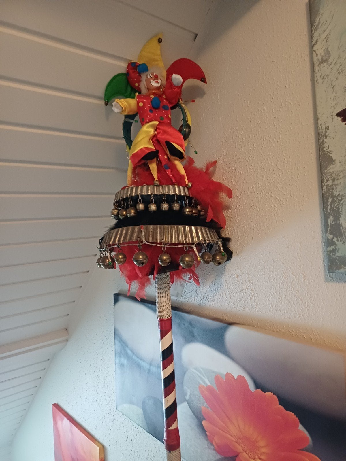 Sjelleboom carnaval met belletjes en nar, Ophalen, Gebruikt, Feestartikel, Carnaval