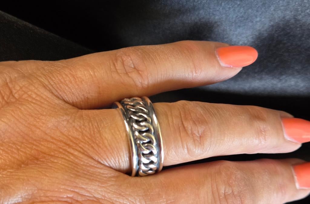 Zilveren ring met gevlochten gourmetschakel onyx. 2026/259., Nieuw, Ophalen of Verzenden, ., Dame of Heer