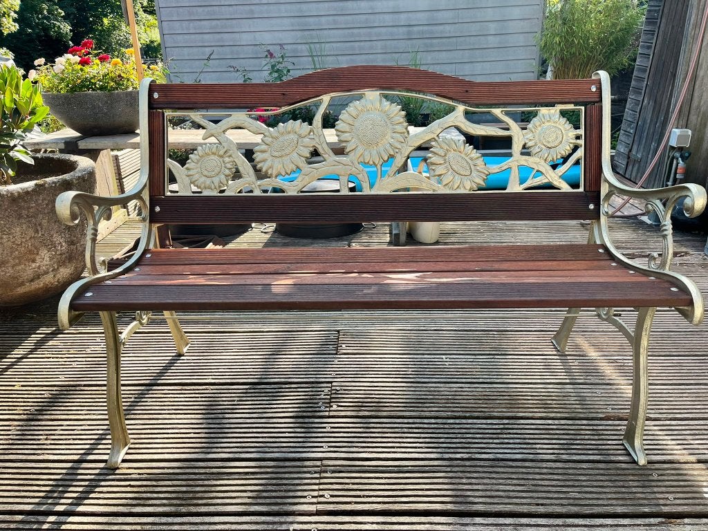 Vintage tuin / gevel bankje, Tuin en Terras, Tuinbanken, Ophalen, Gebruikt, Hout